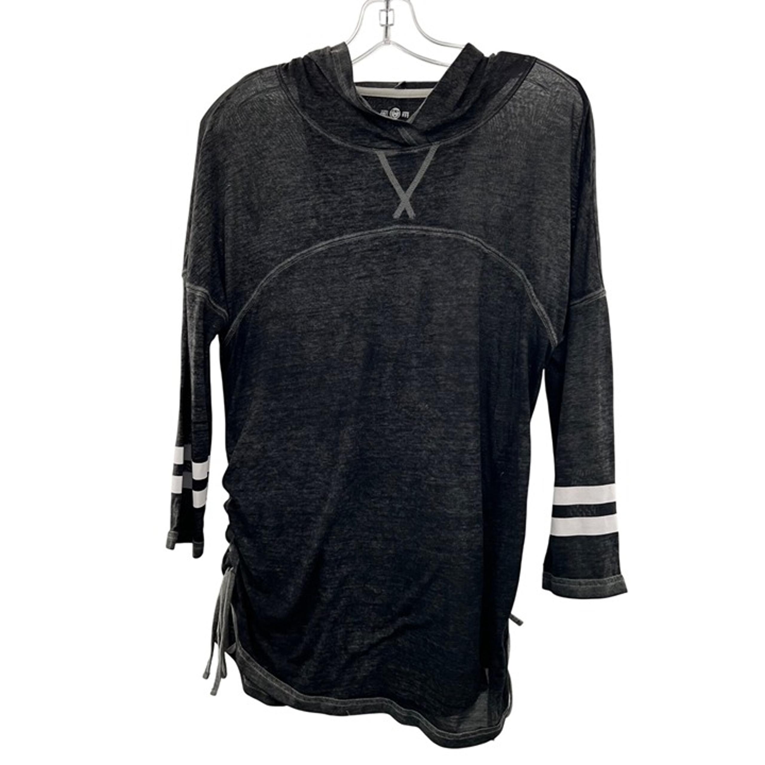 So Women's Lightweight Pullover Hoodie Tie Up Sides Gray/White Size Medium