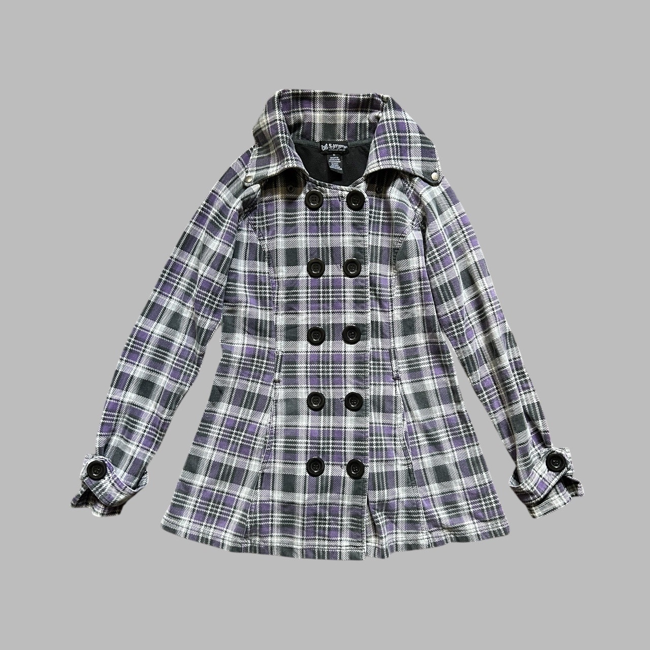 Early 2000s Plaid Peacoat Jacket
