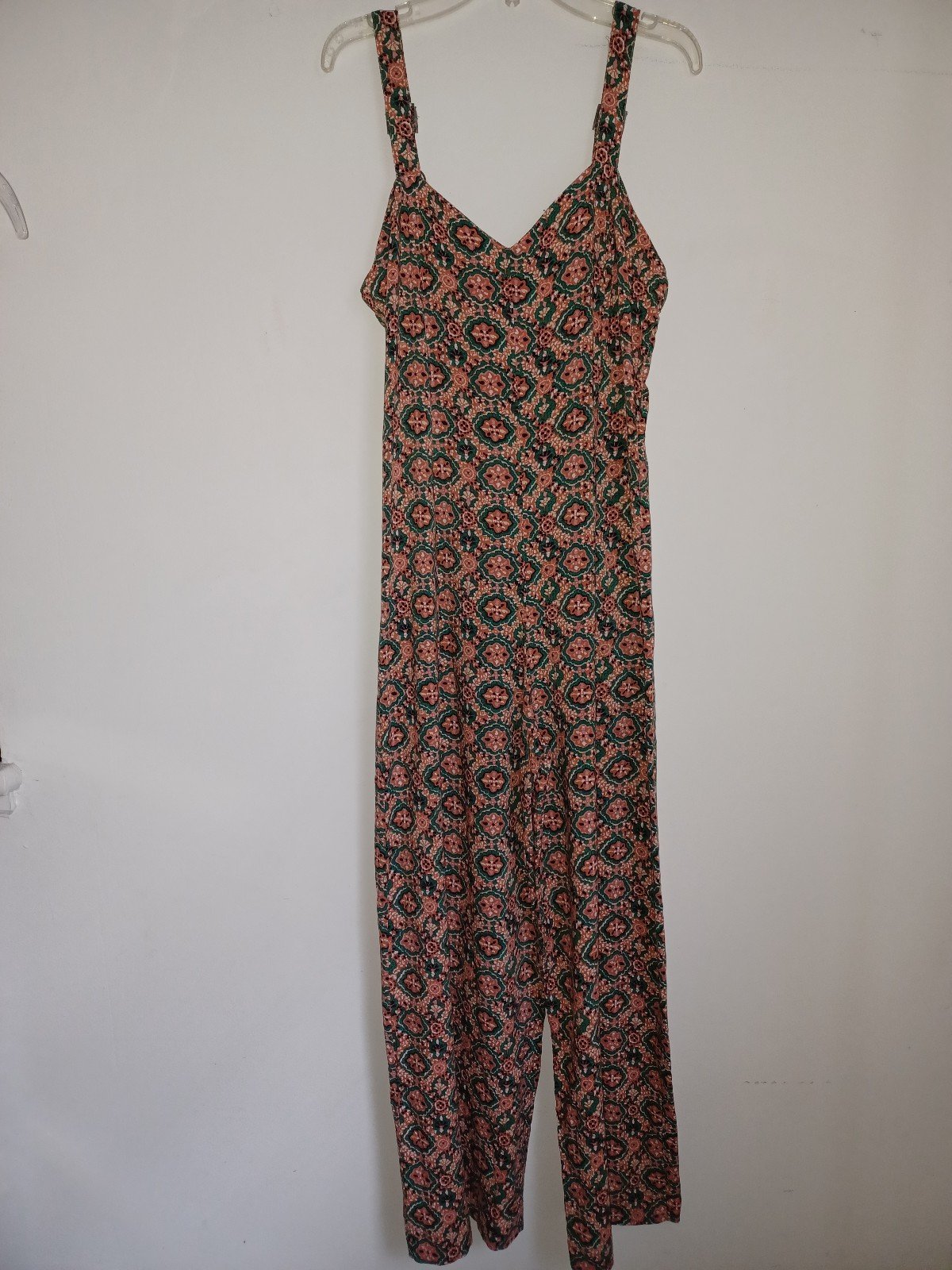 Anthropologie Finley Wide-Leg Jumpsuit by Cleobella Sz Sm Green Orange Print OBO