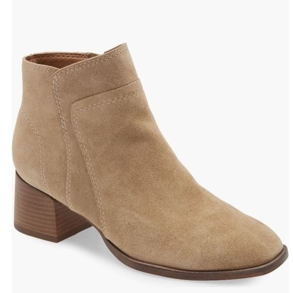 Lucky Brand Lilka Suede Bootie, Block Heel Size 7, Dune Light Brown, NWT