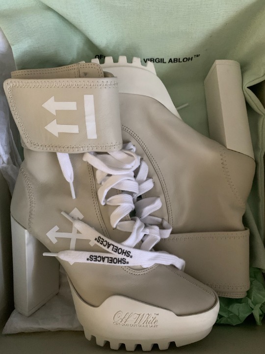 Off-White Arrow Heeled Moto Wrap Boots
