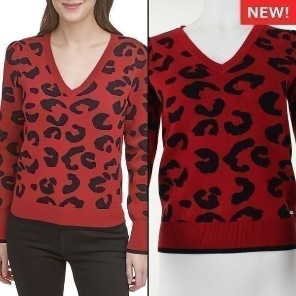 DKNY Rudolph Red Animal Printed Sweater