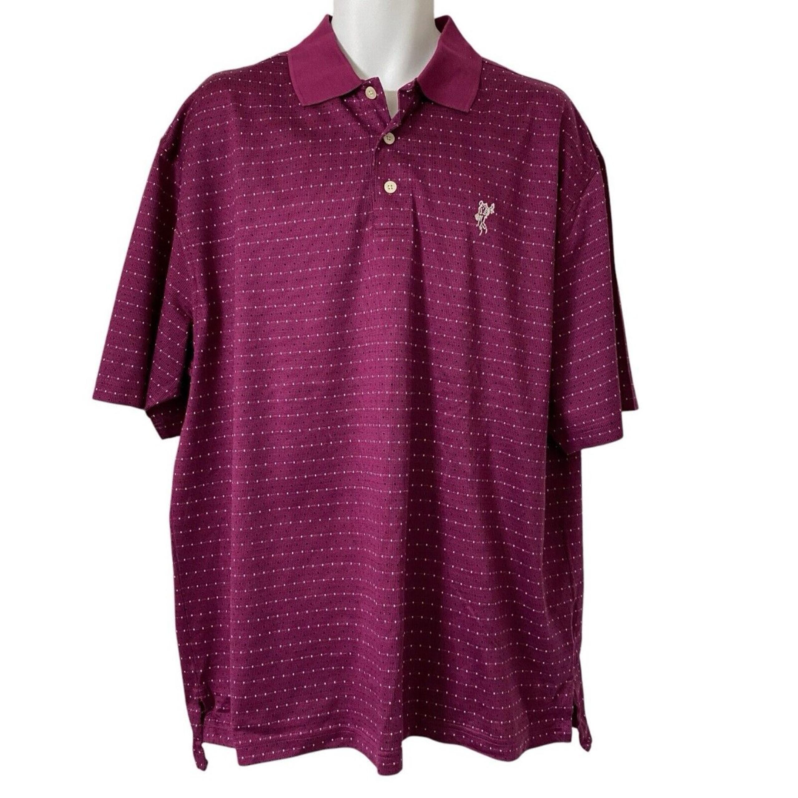 Ashworth Golf Polo Shirt Men's Large Purple Striped Cotton Casual