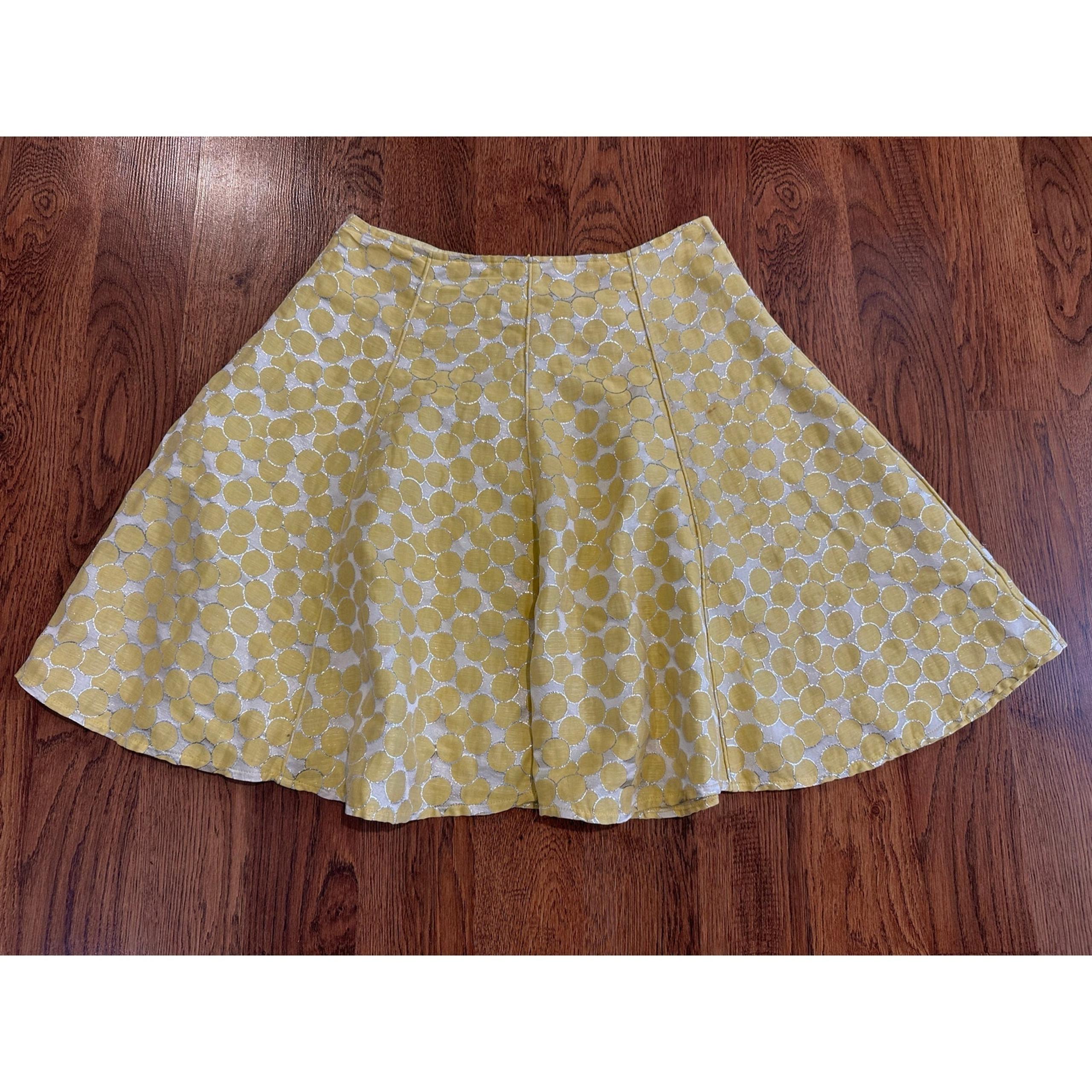 Anthropologie Corey Lynn Calter A-Line Skirt Yellow Silver Size 6 Elegant Chic