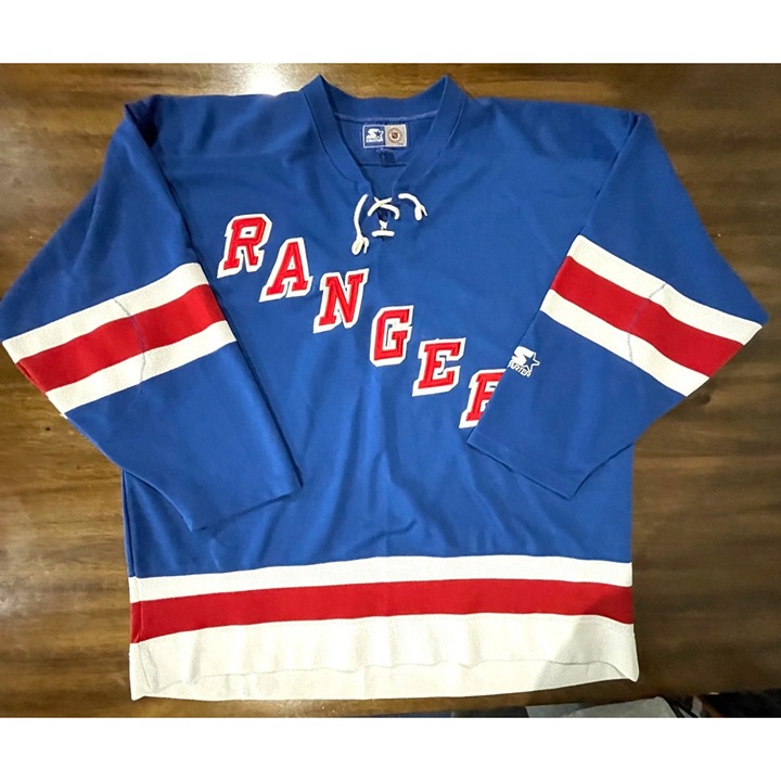 Vintage Starter NHL New York Rangers Jersey XXL Blue Red White Hockey Shirt