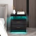 LED Nightstand w/2 Storage Drawers Adjustable Light Mode Remote Control