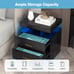 LED Nightstand w/2 Storage Drawers Adjustable Light Mode Remote Control