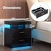 LED Nightstand w/2 Storage Drawers Adjustable Light Mode Remote Control