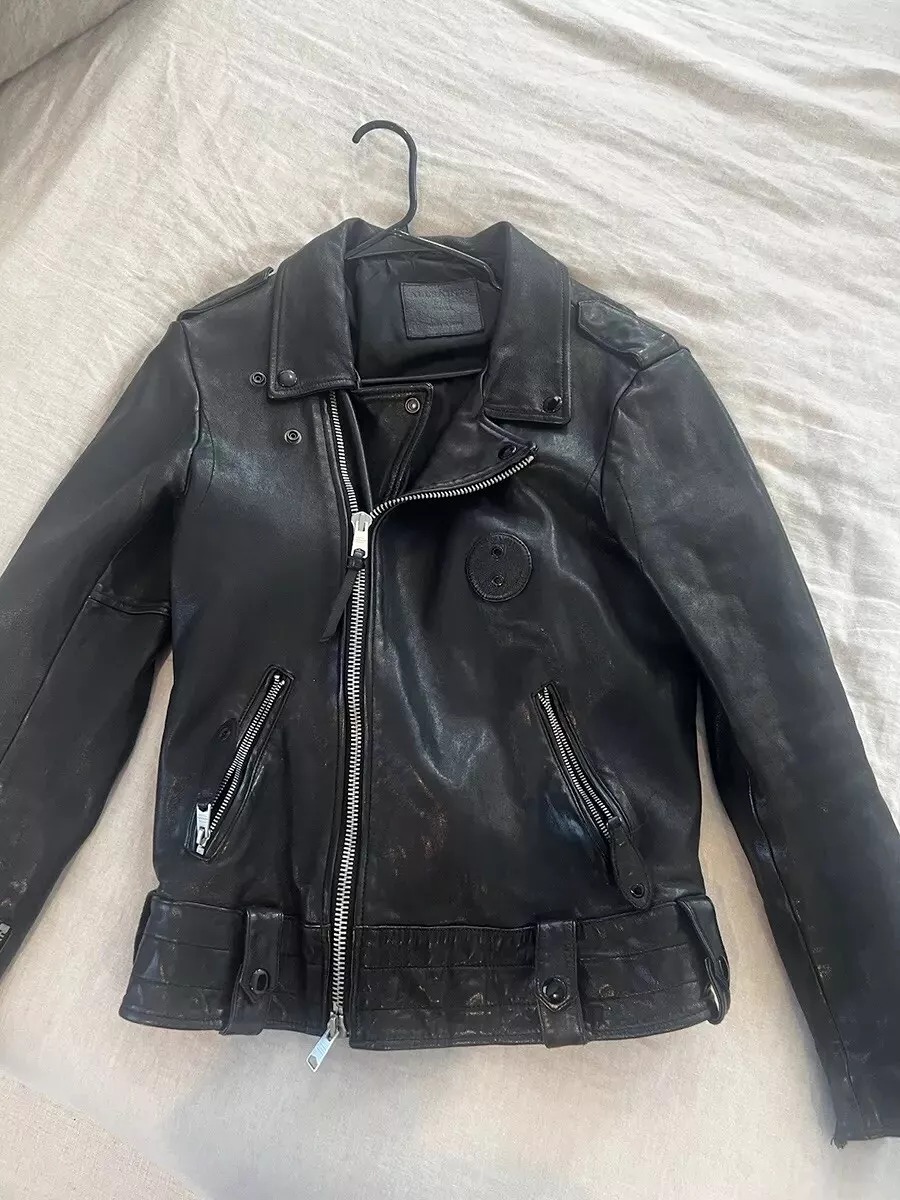 AllSaints Men's Leather Biker Jacket Size Small