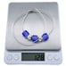 Vintage Sterling Silver 925 Blue White Striped Glass Bead Necklace 16