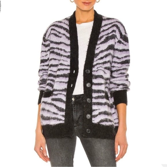 Re/Done 90’s Tiger Intarsia Animal Print Oversized Cardigan Sweater sz Medium