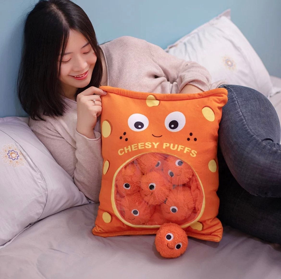 Cheesy puffs pillow