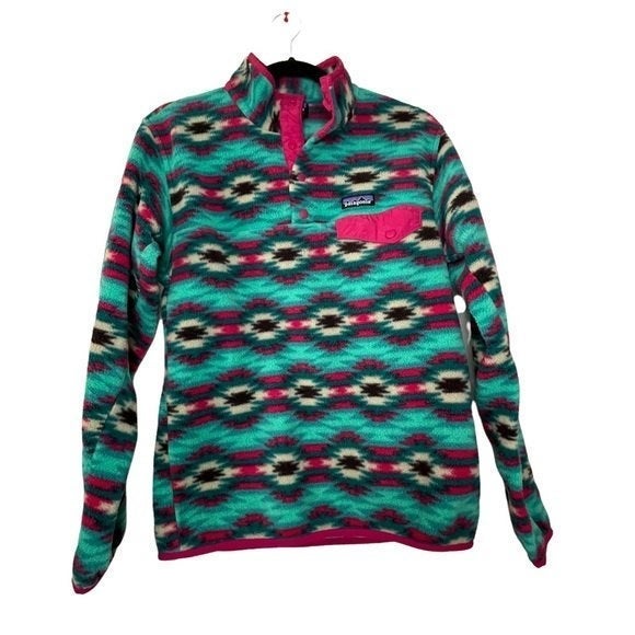 Patagonia Womens Wild Desert Synchilla Snap T Fleece Pullover Aztec Small