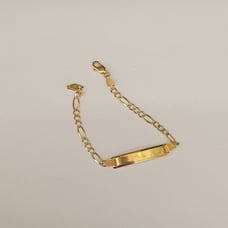14kt solid gold figaro daimond cut id bracelet size 6 inches