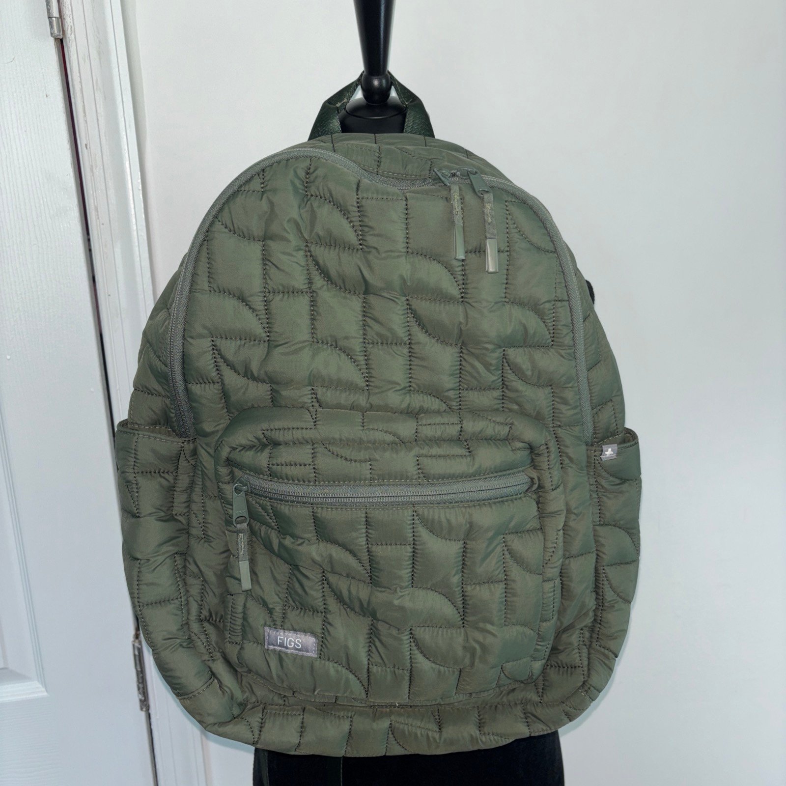 FIGS Clothing Quilted Puffer Backpack - Olive Green