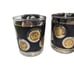 Vtg Libby Black & Gold Roman Coin Pattern Glasses Set Of 8