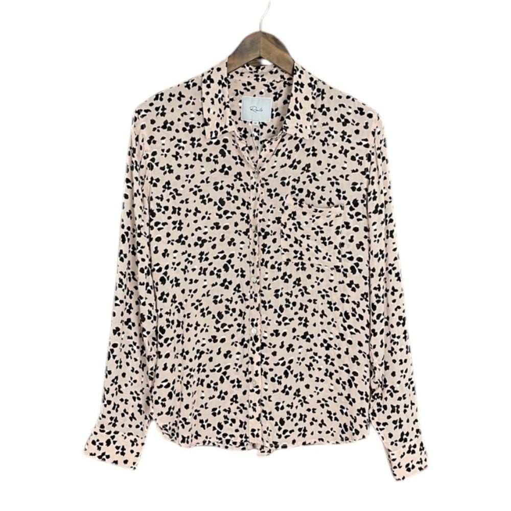 Rails | Floral Cheetah Button Down Blouse Lightweight Airy Single Front Pocket