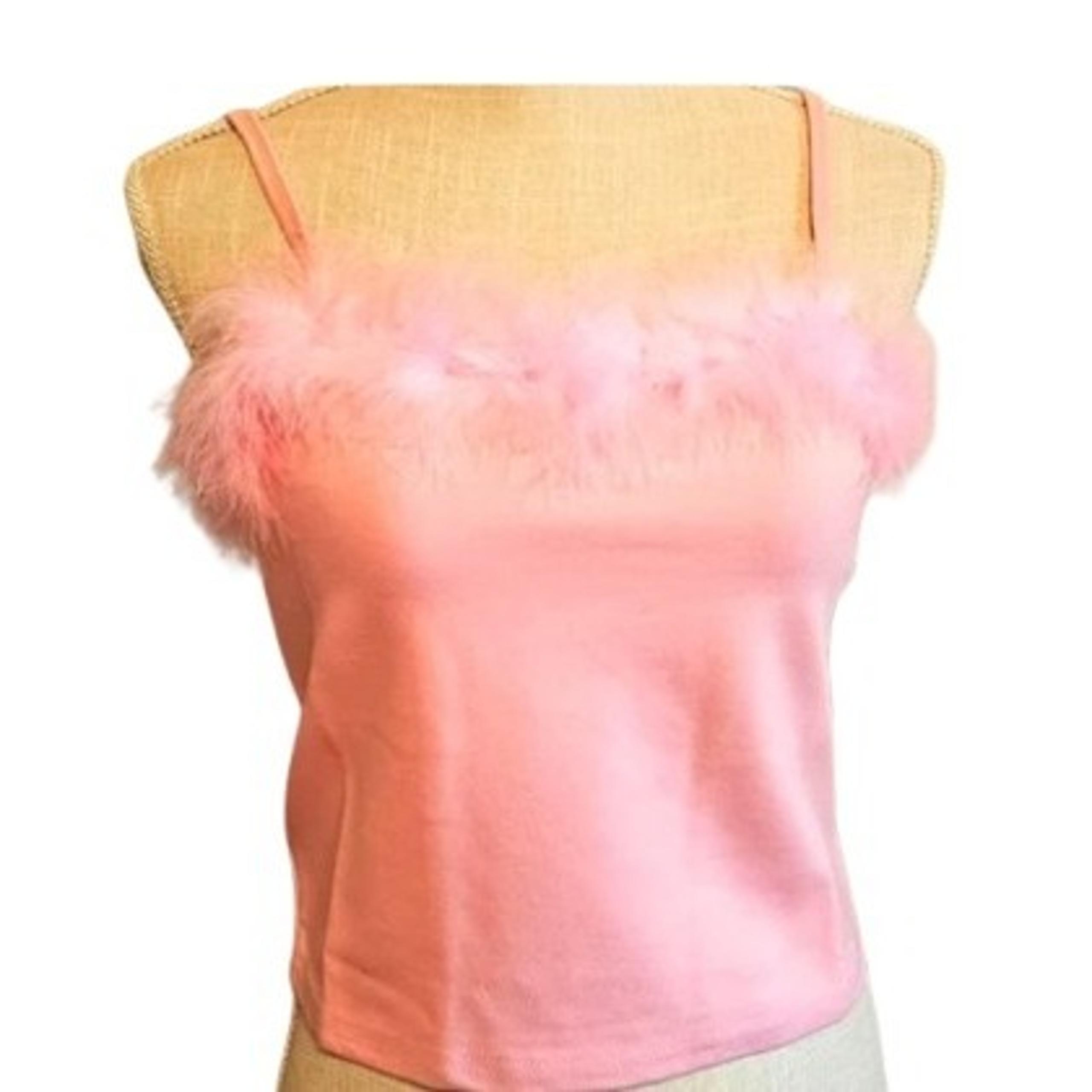 Dolls Kill Sugar Thrillz Womens Dream Fantasy Crop Top Pink Marabou Feather JR L