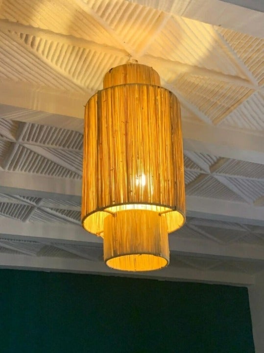 Straw chandelier, Moroccan hanging lamp, Woven rattan lamp, Raffia wall light