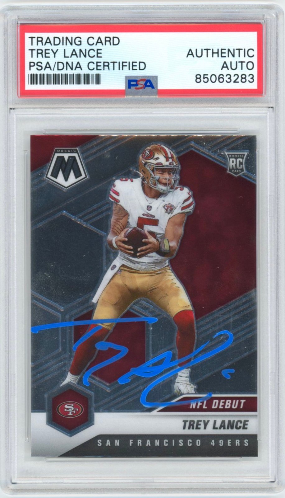Trey Lance 2021 Autographed Mosaic Rookie RC Signed Full Name Auto #244 PSA