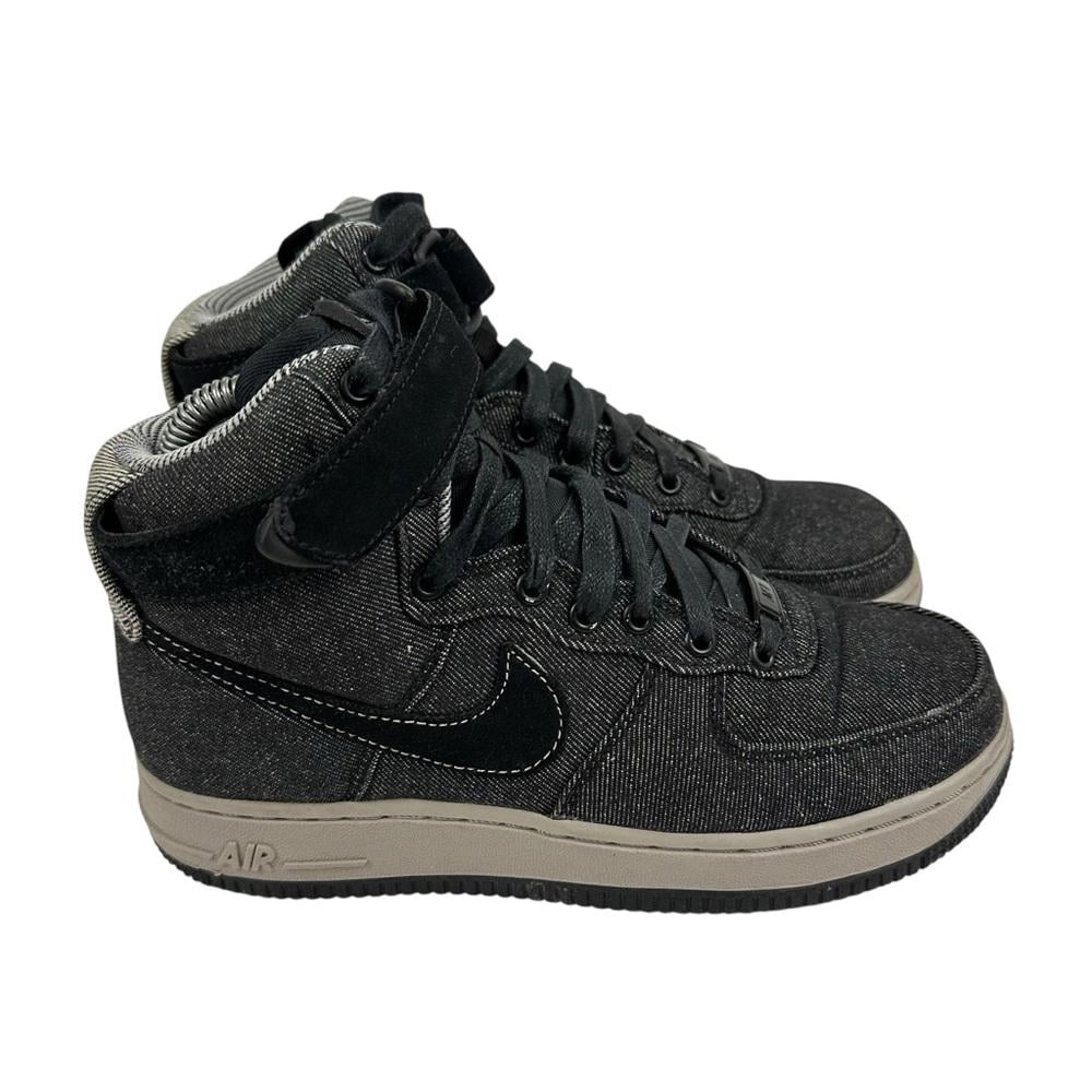 Nike Womens Air Force 1 High SE Black Gray Cobblestone Denim Shoes Size 7.5