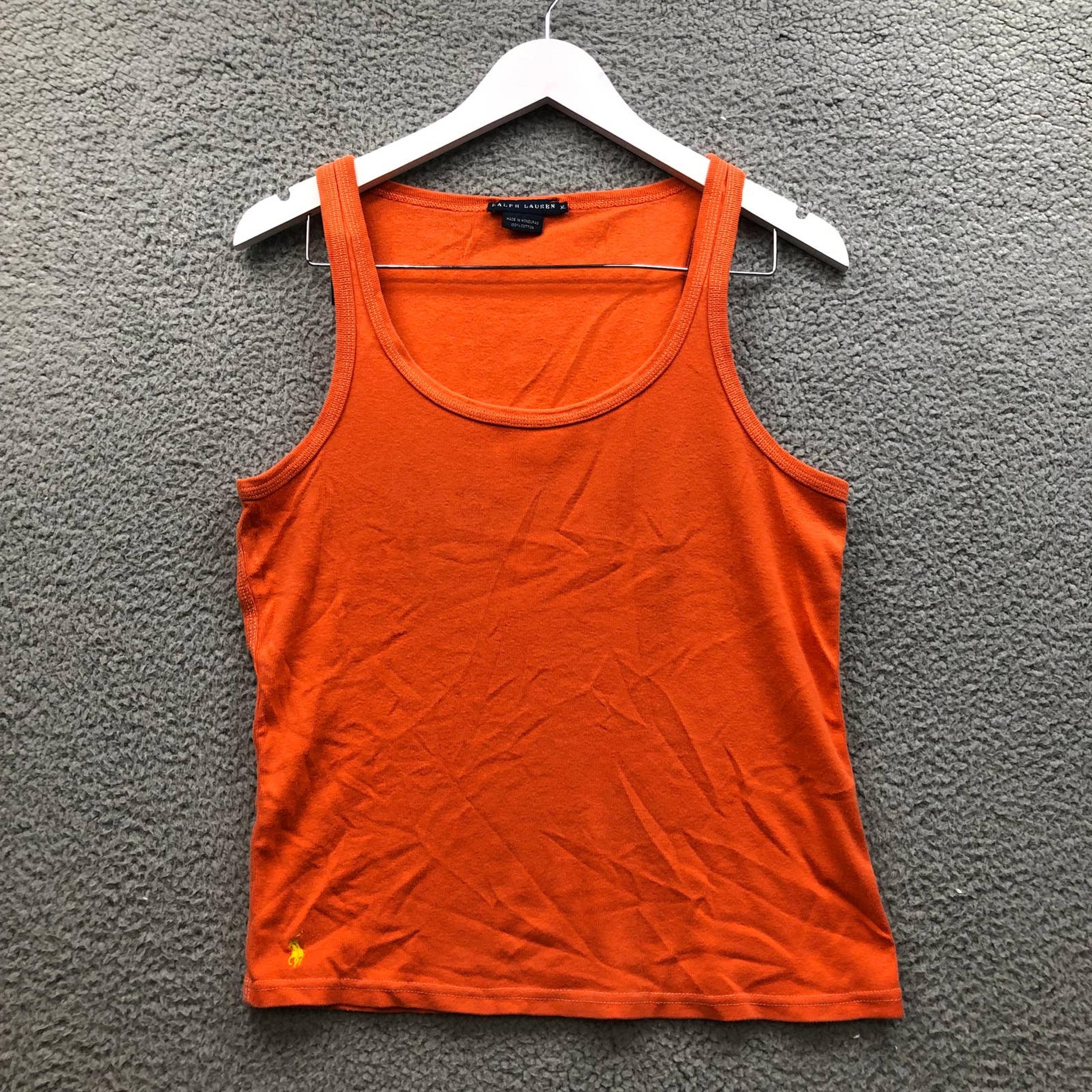 Ralph Lauren Tank Top T-Shirt Women’s Size XL Sleeveless Scoop Neck Orange