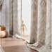 Linen Textured Curtains for Bedroom Damask Printed Drapes