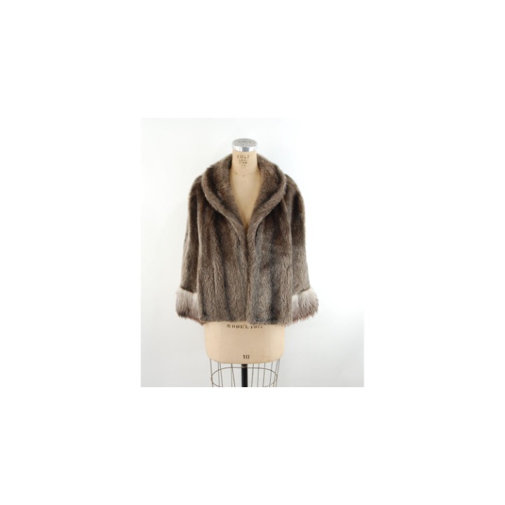 1960s faux fur cape wrap stole brown