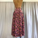 Vintage 70s/80s Susan Bristol Floral Velvet Pleated High Waist A-line Maxi Skirt
