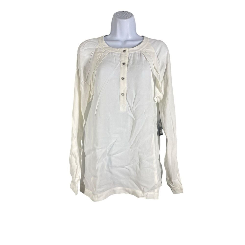 Nanette Lepore Womens Fairytale Ruffled Long-Sleeve Top in Ivory Size Medium