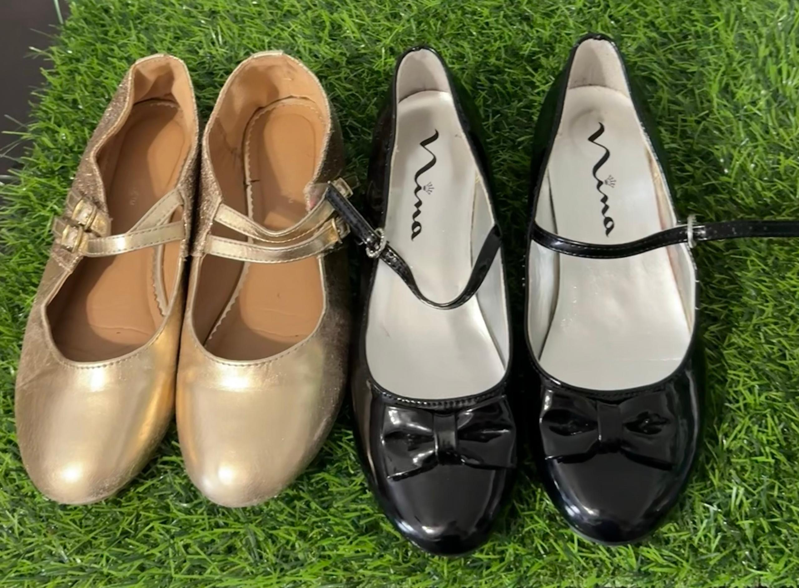 Lot Of Shoes Nina Dress Shoes American Eagle Size 3 Big Girl Black And Gold