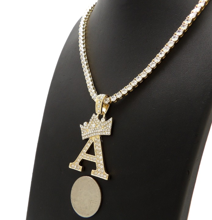 Initial A Pendant 18 1 Row Tennis Chain
