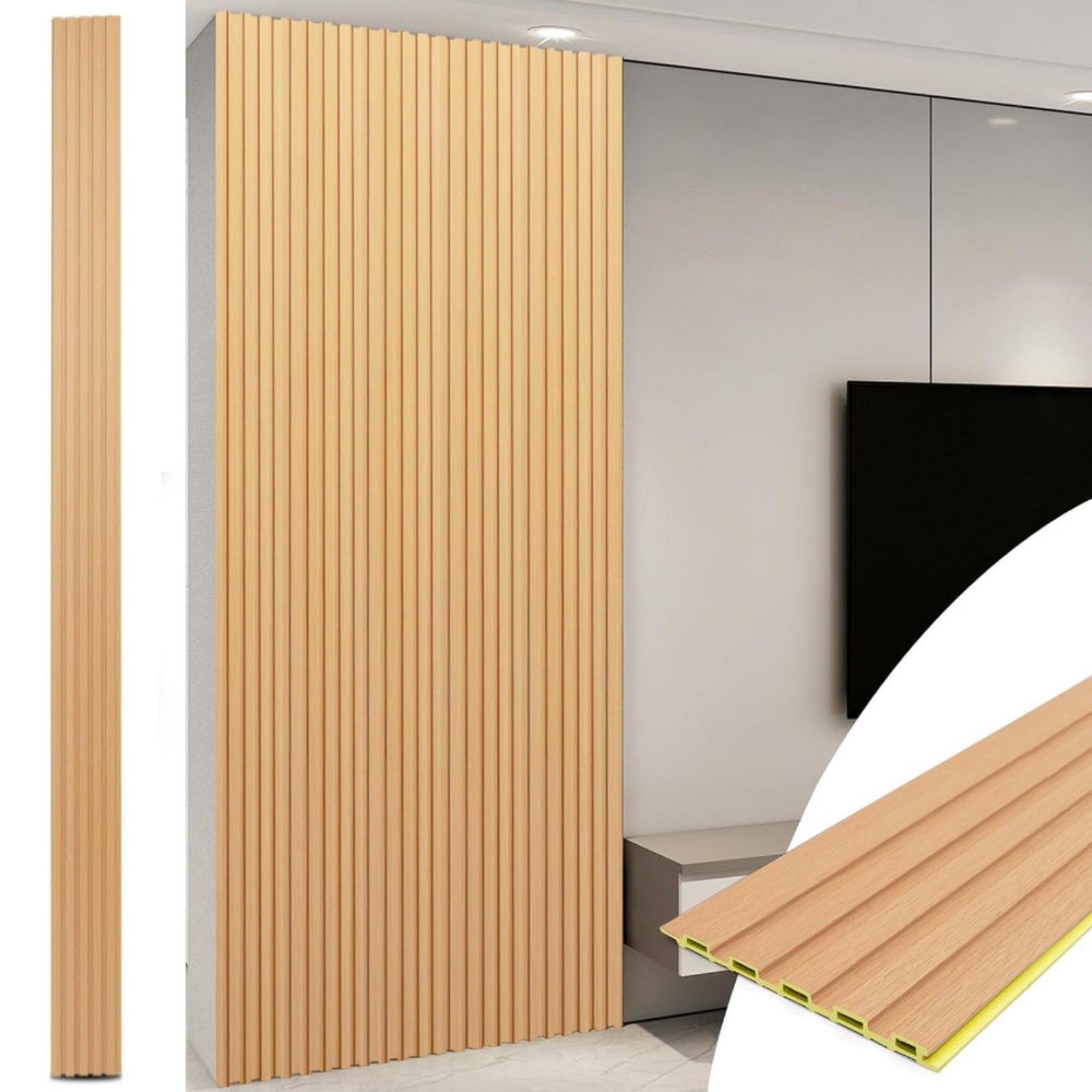 Art3d WPC Slat Wall Panels, 8-Pack 108 x 6 Inch 3D Wall Accents, Boxwood