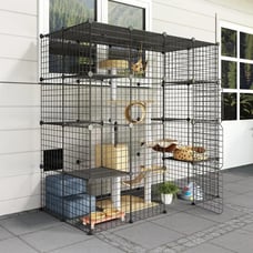 Outdoor Cat House, Cages Enclosure with Super Large Enter Door, 55.1L x 27.6W x