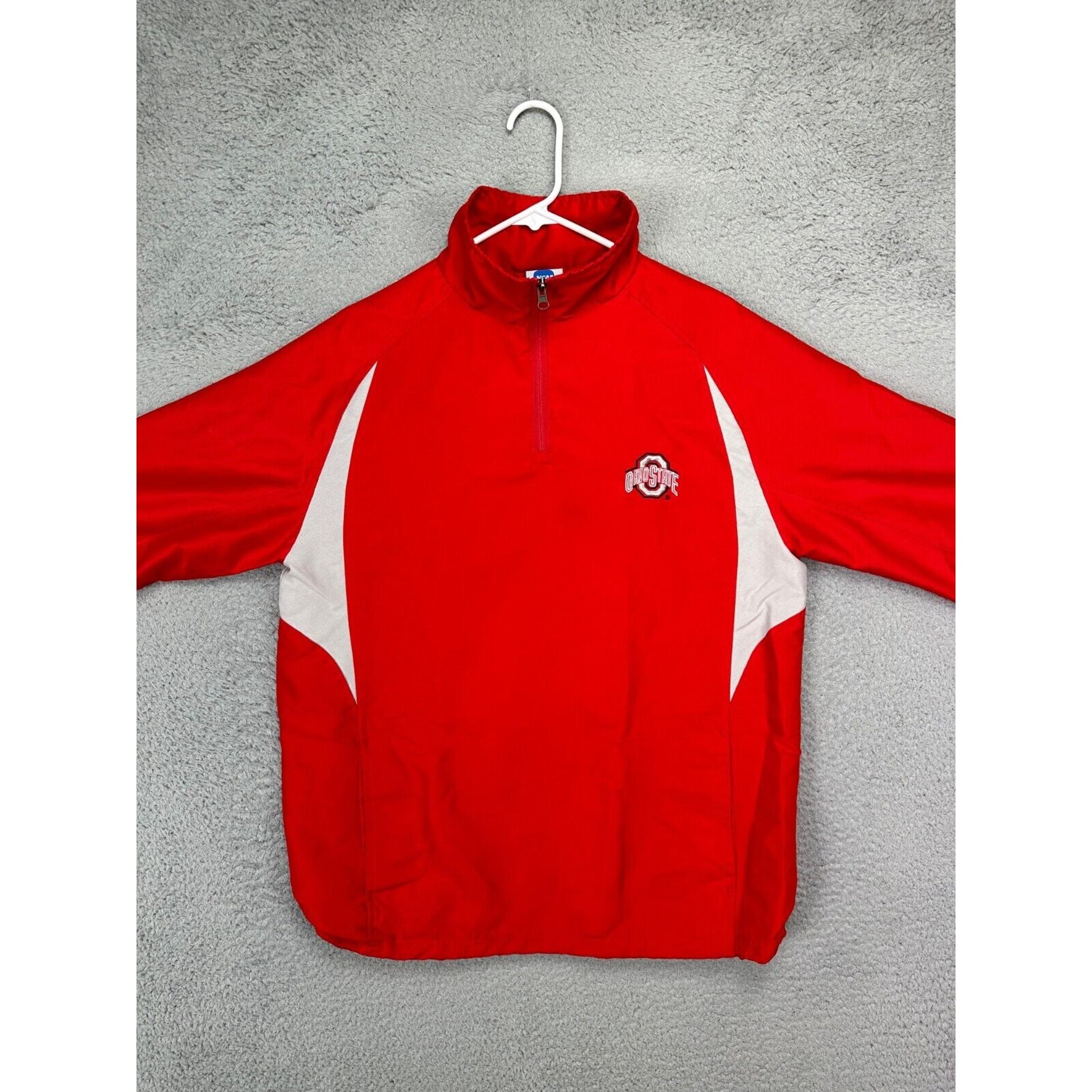 NCAA Jacket Mens Small Red Ohio State Buckeyes Quarter Zip Pullover Long Sleeve