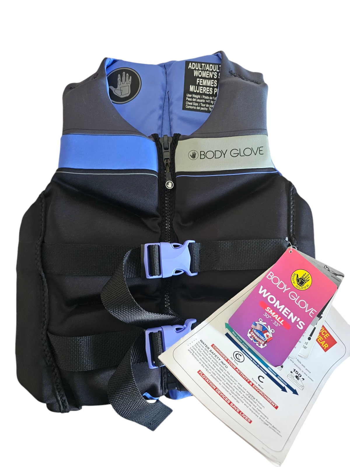 Body Glove Life Jacket Vest Women's EVO-PRENE Black/Purple Small 30 - 33