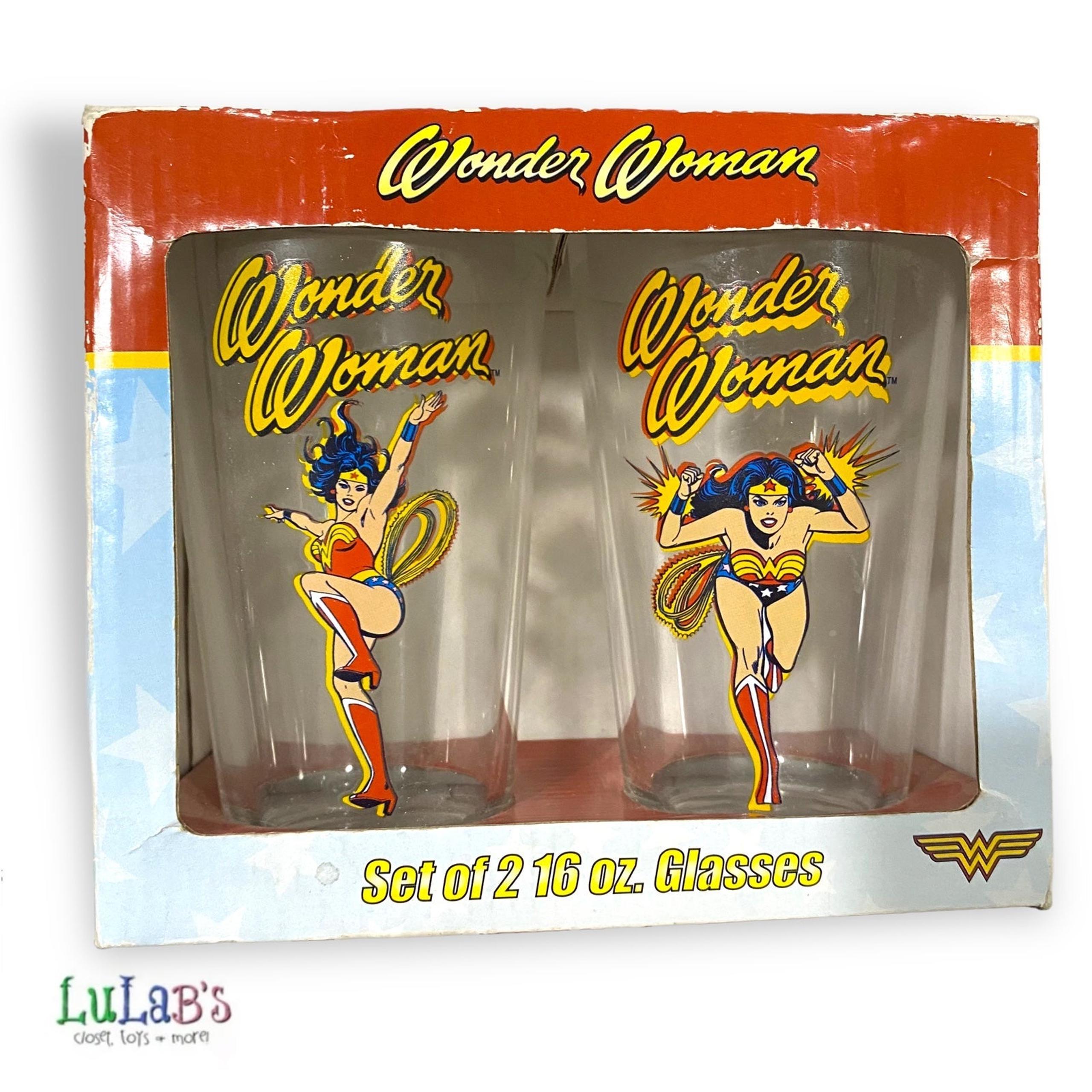 Wonder Woman Drink Glasses Set Of 2 - 16 Oz