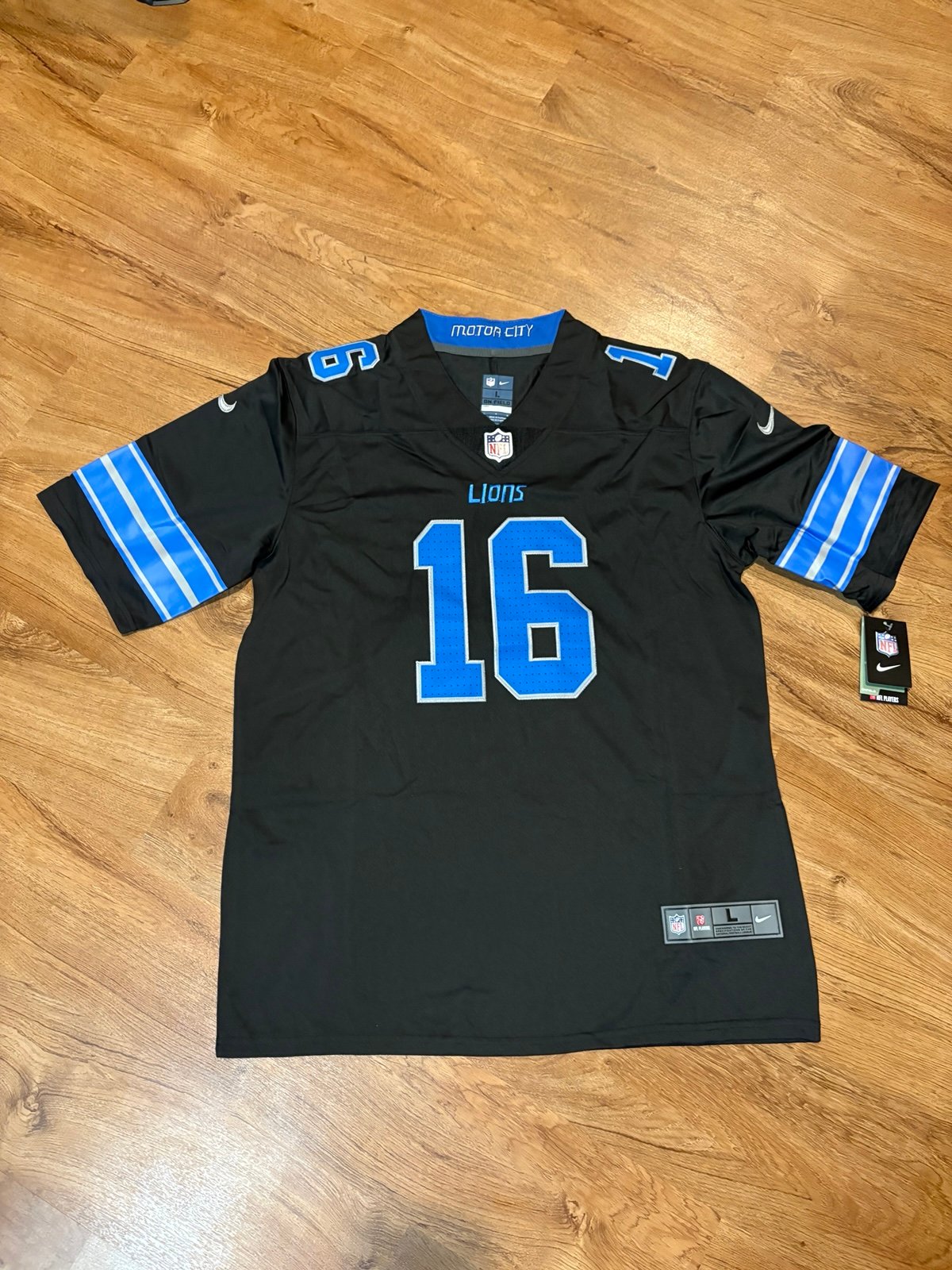 Jared Goff #16 Detroit Lions Jersey Adult Large Black New