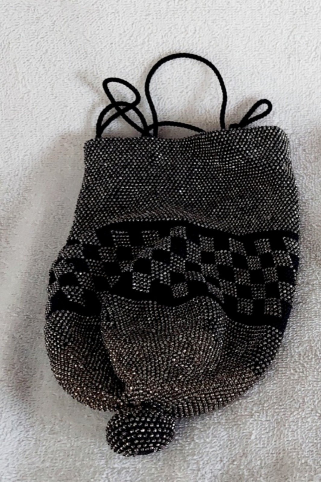 Early 1900s Solid Mesh Womens Drawstring Hand Bag