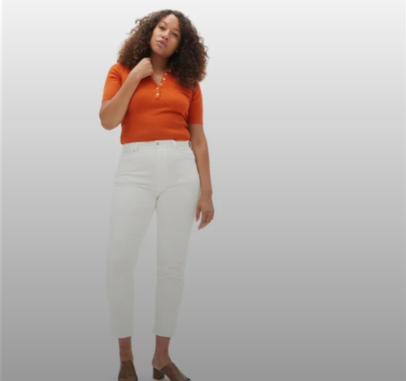 Everlane The Curvy Cheeky Denim Jean Size 25 Bone Off White