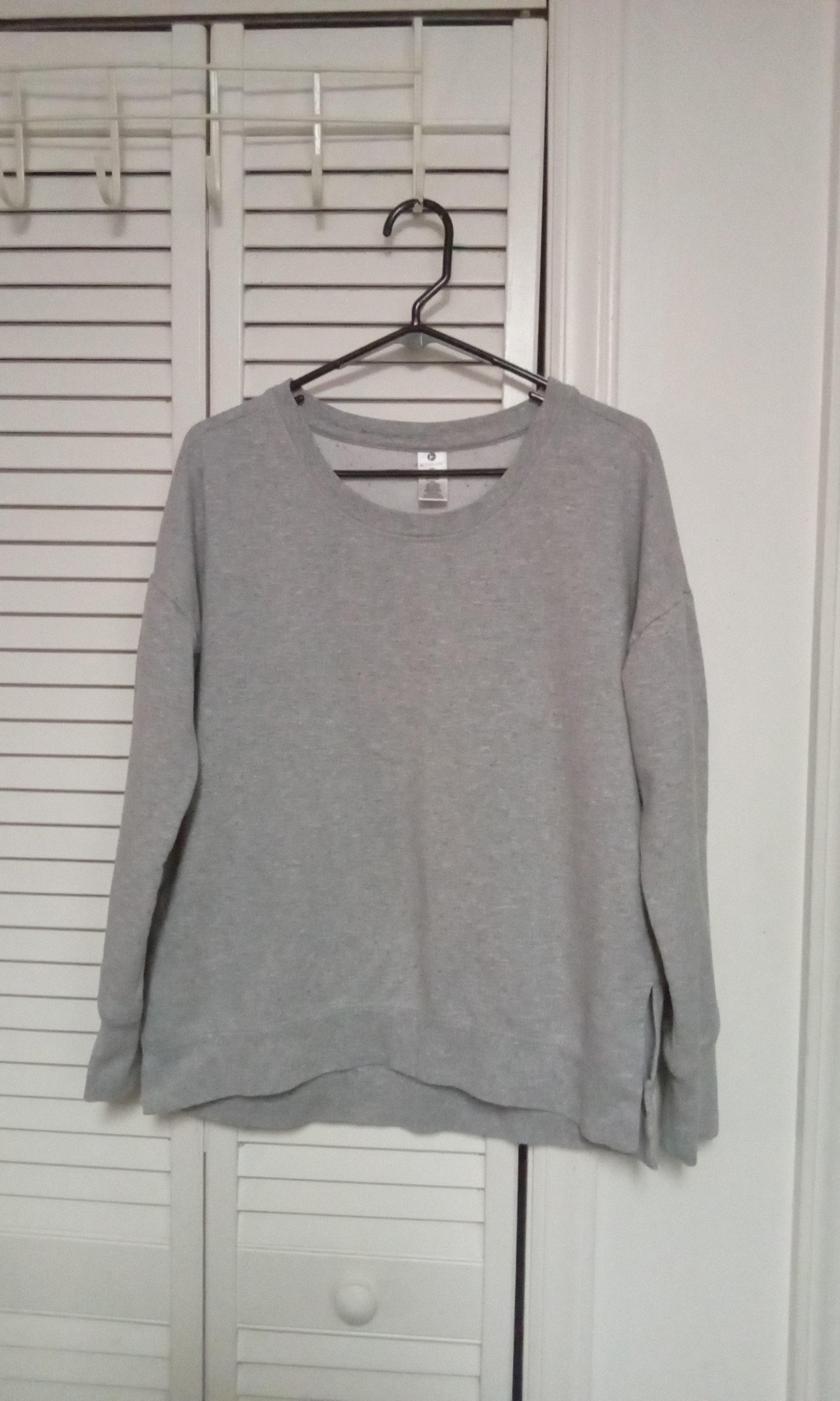Active Life Womens High Lo Confetti Speckled Grey Pullover Sweatshirt Size M