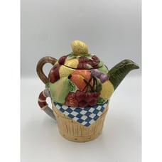 VINTAGE Certified (CIC) SUSAN WINGET Fruits 5 Tea Pot And 5 Basket Mug