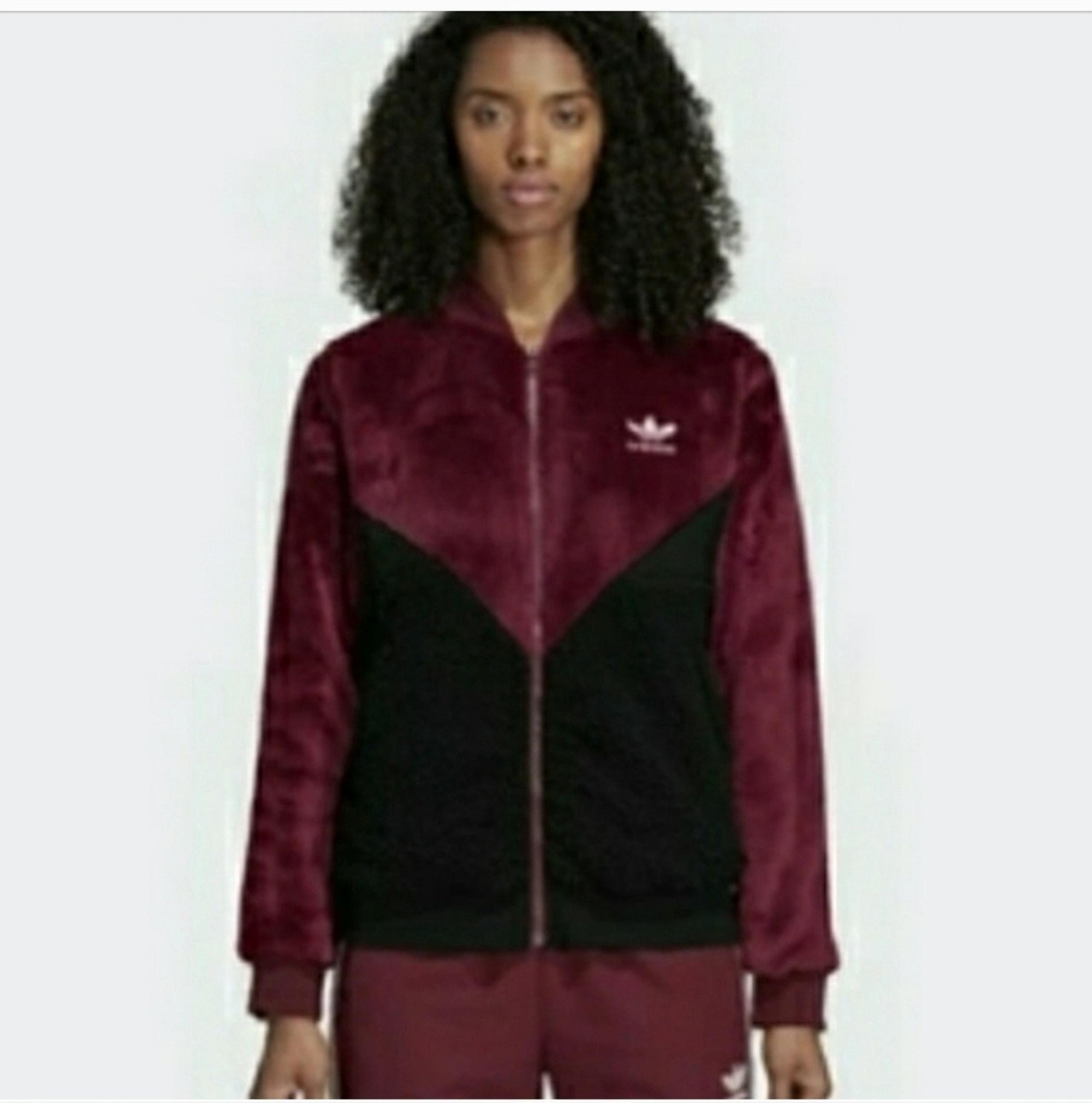Adidas Orginals CLDRO Fleece Track Jacket Burgundy Black Small