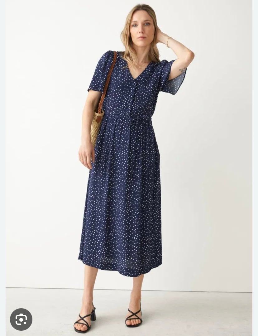 & Other Stories Flutter Sleeve Midi Dress in Blue Dot 8
