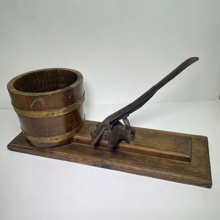 Vintage White Mountain Freezer, Inc. Nut Cracker w Wood Bowl