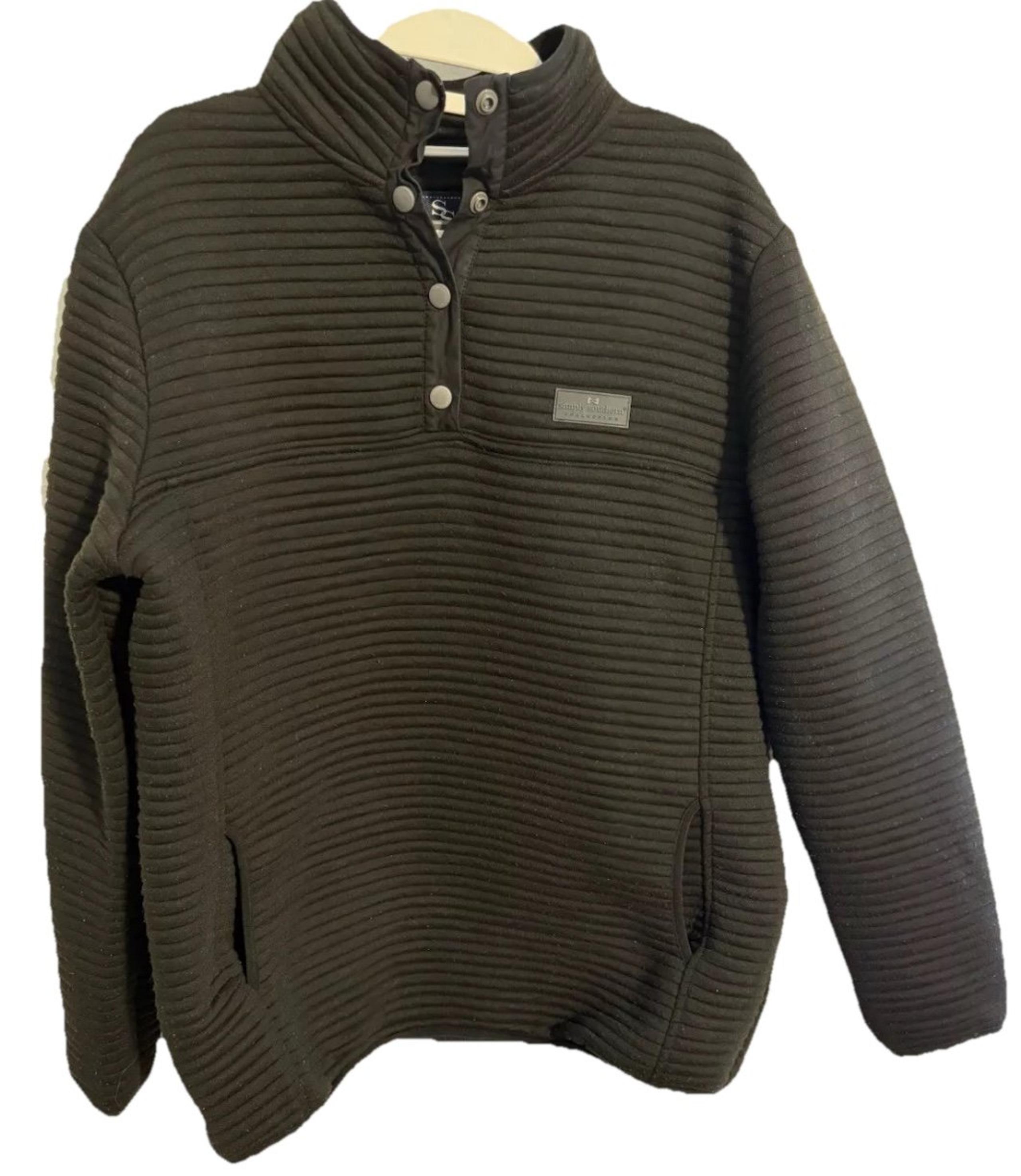 Simply Southern Women’s 1/4 Snap Ribbed Pullover Sweatshirt Size XL-Black