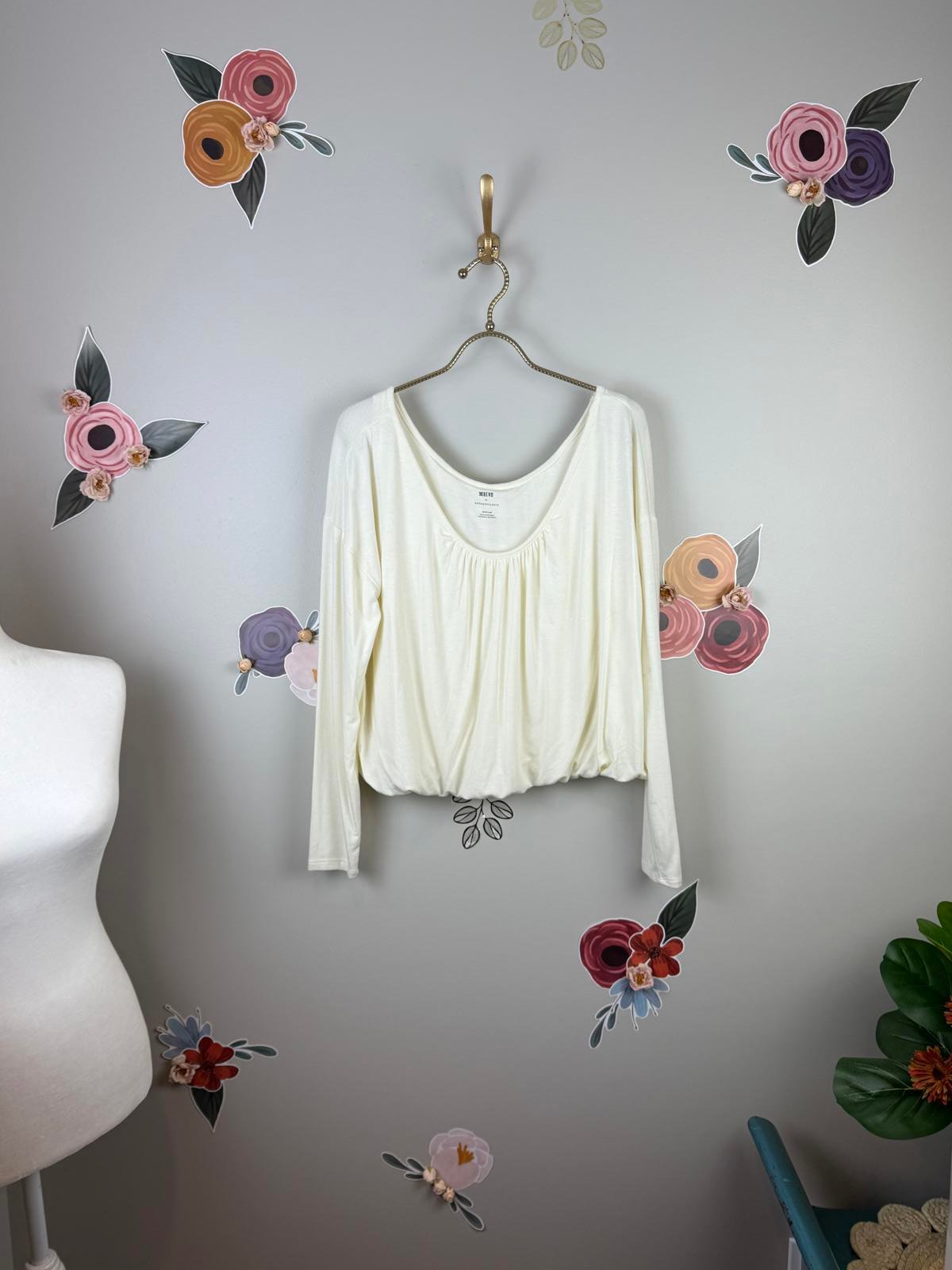 Maeve by Anthropologie Cropped Bubble Long Sleeve Top - Size - Medium