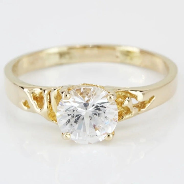 14k Gold CZ Solitaire Ring