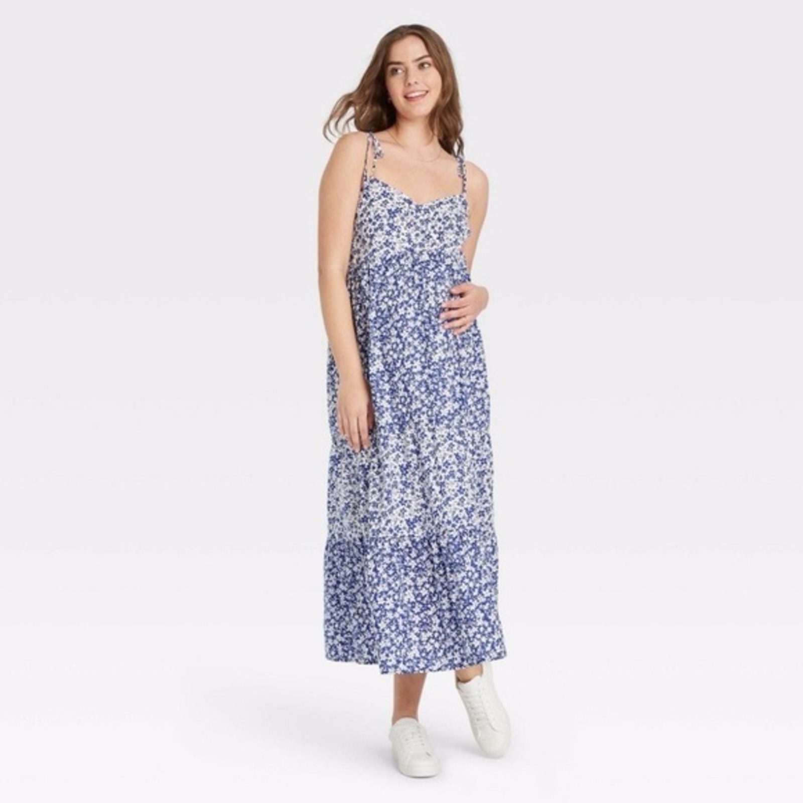 The Nines by HATCH Blue and White Boho Dress sz L