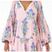 Oliphant Jaipur Peach Floral Ballon Sleeve Mini Dress Size S